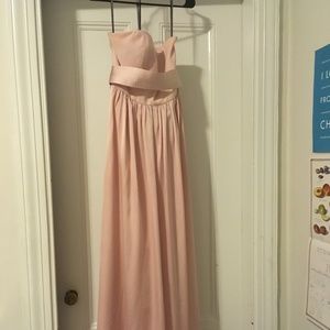 Long Strapless Bridesmaid Dress with Belt